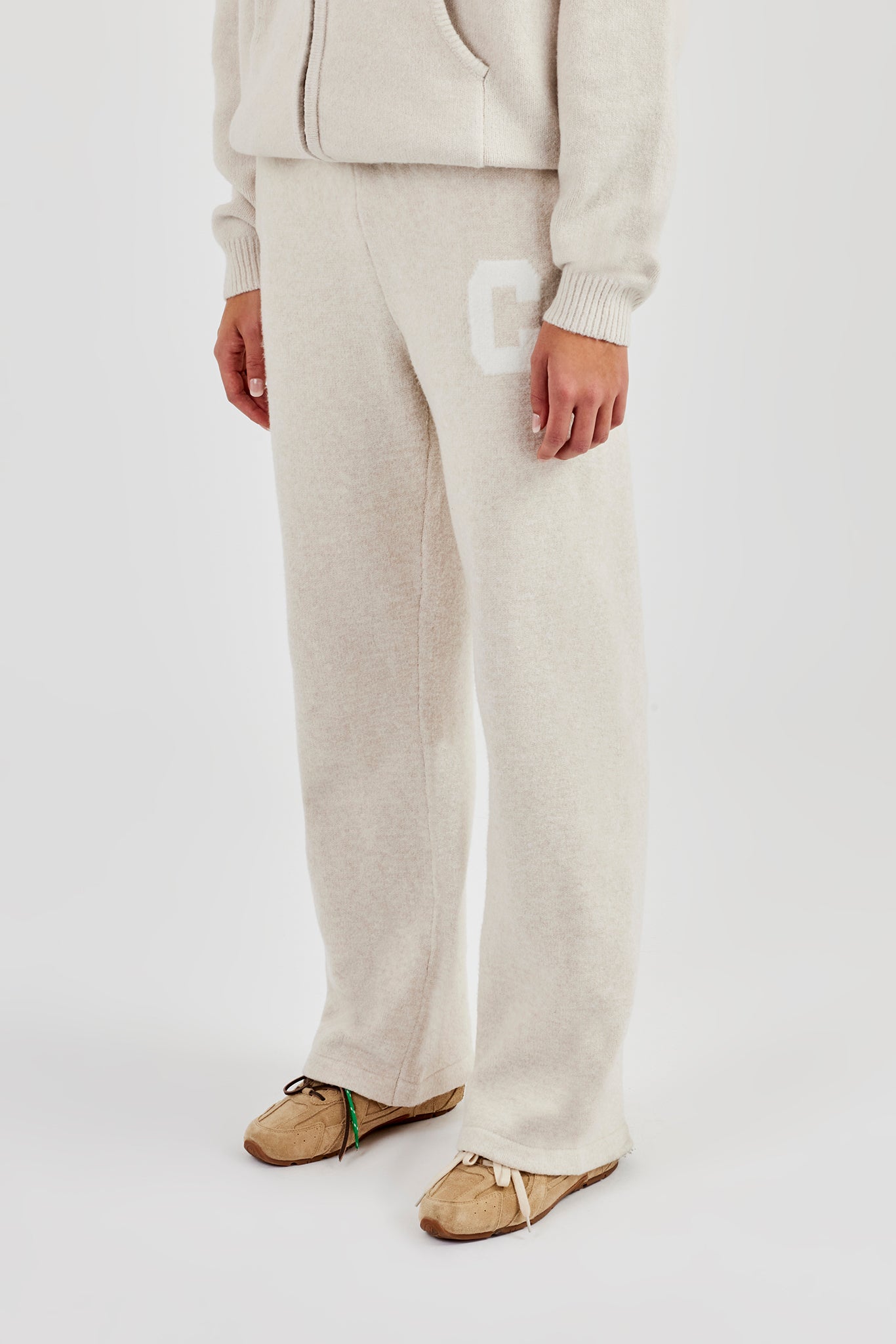 Wide Leg Knitted Jogger - Oatmeal